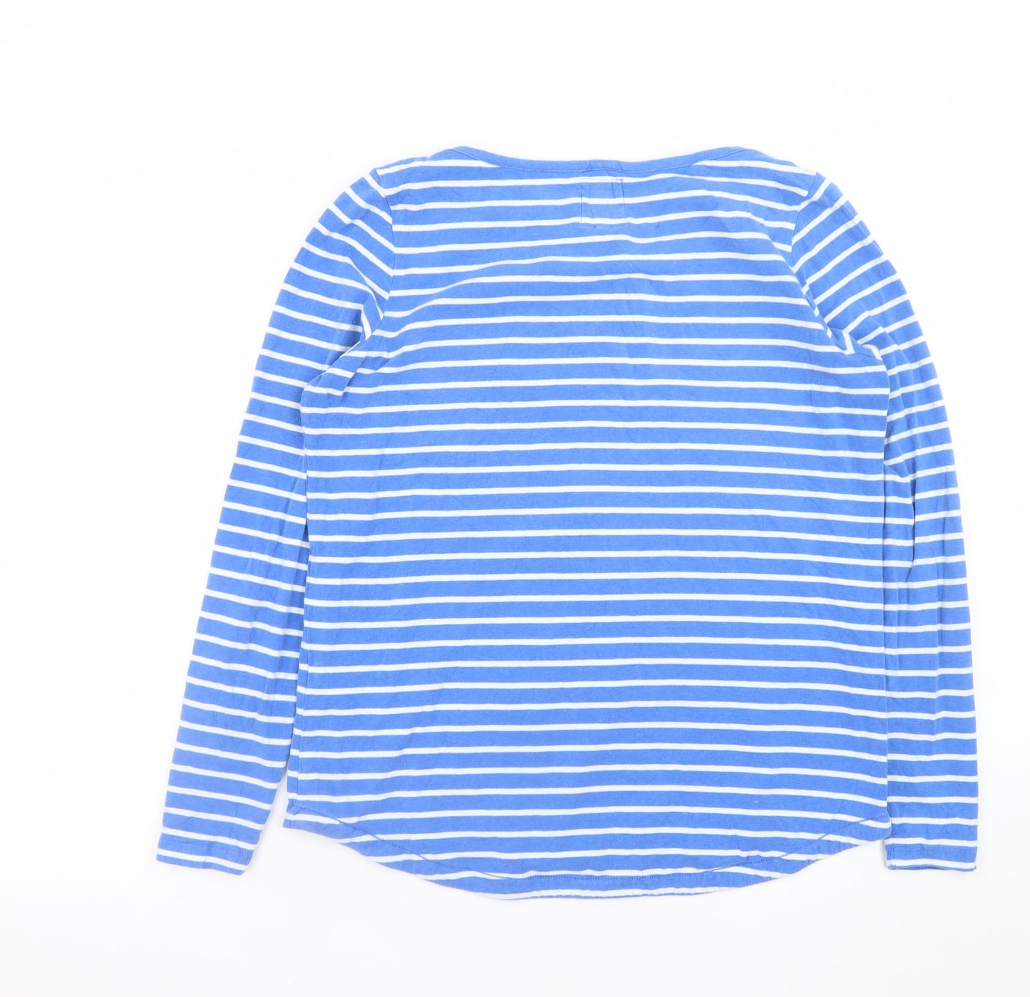 Fat Face Women Blue Striped Long Sleeve Breton Cotton T-Shirt Size 14