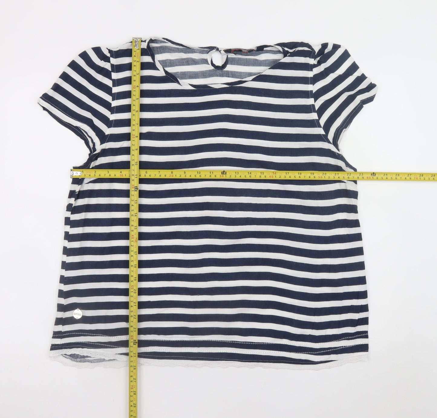 Regatta Womens Blue White Striped Cotton T-Shirt UK 20