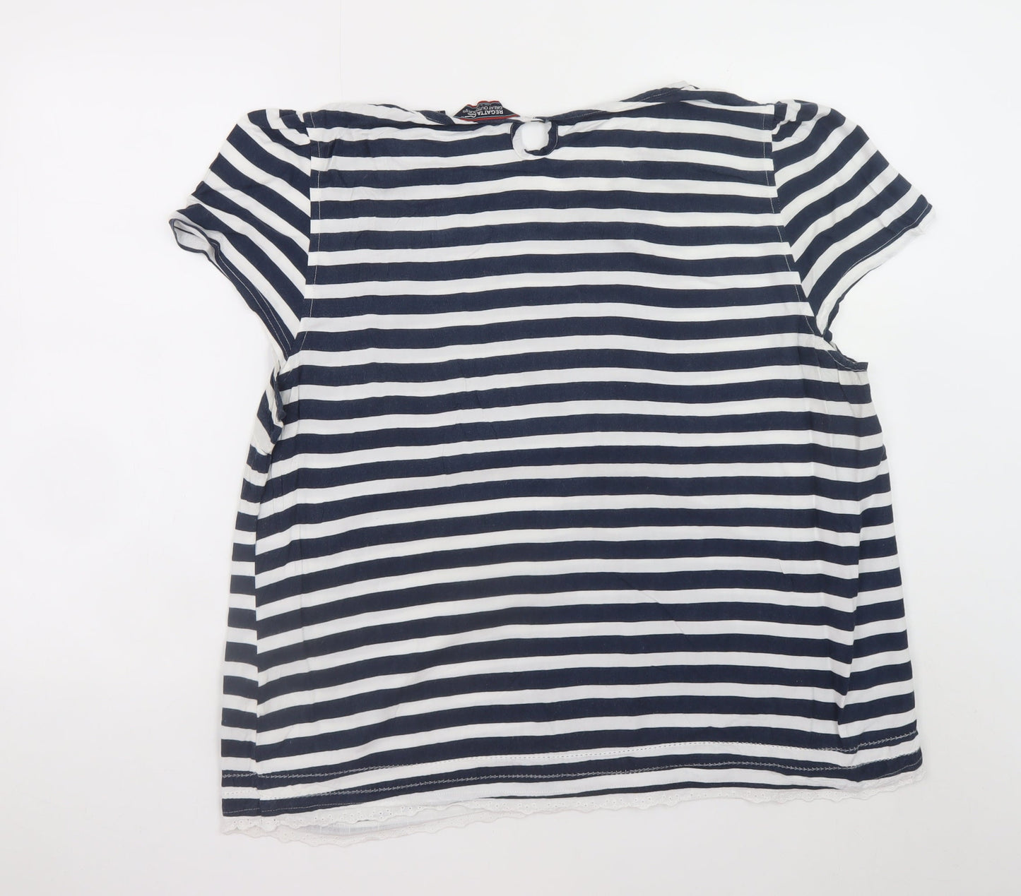 Regatta Womens Blue White Striped Cotton T-Shirt UK 20