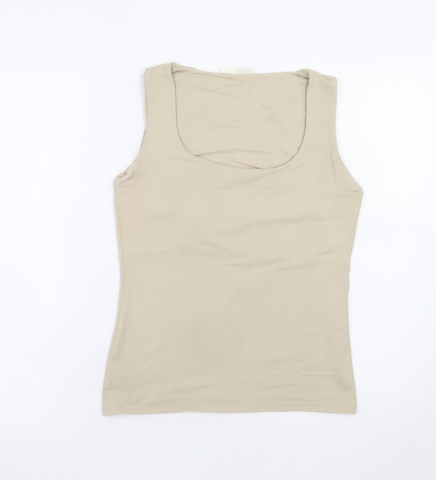 Zara Women Beige Scoop Neck Sleeveless Tank Top M