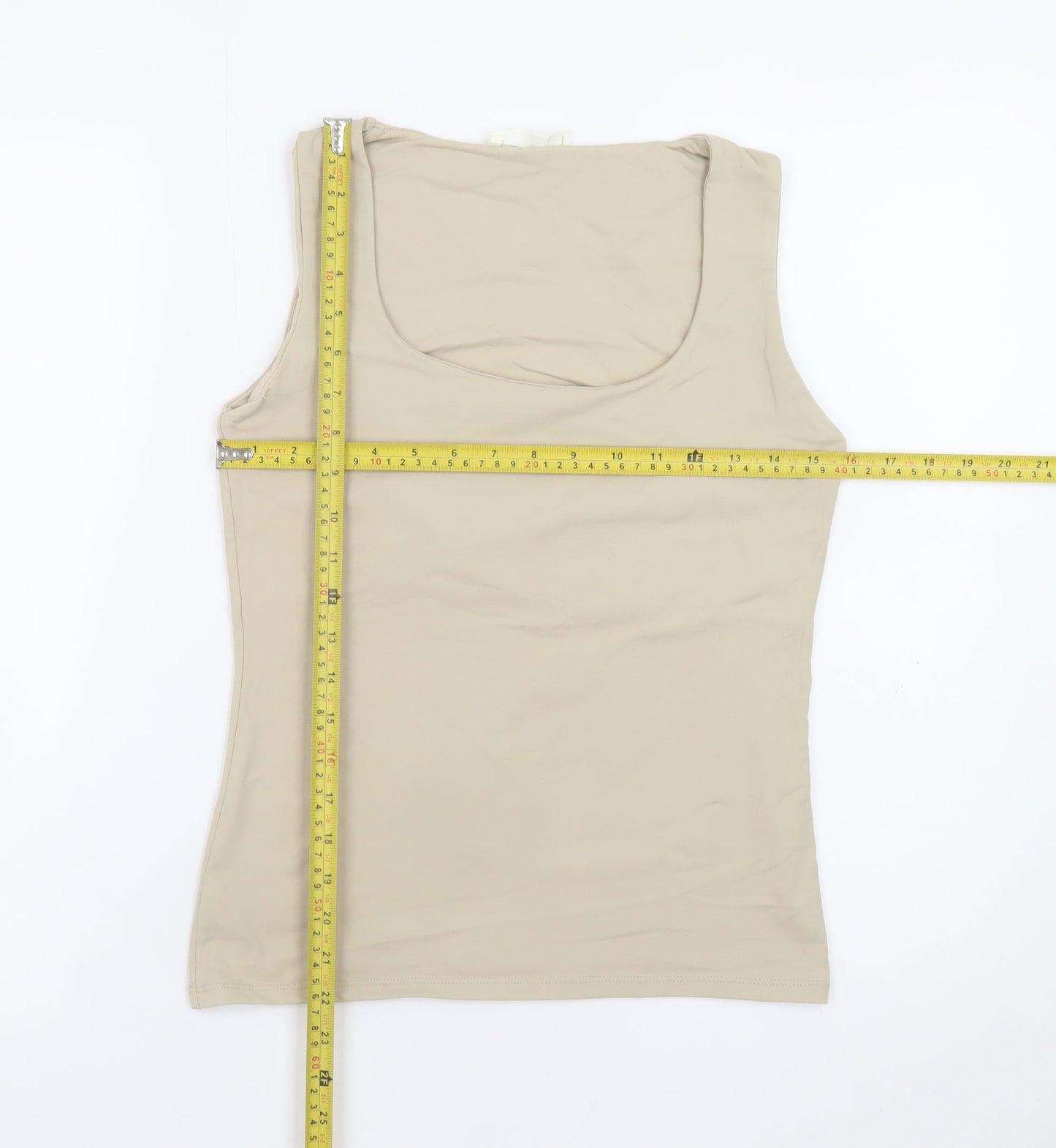 Zara Women Beige Scoop Neck Sleeveless Tank Top M
