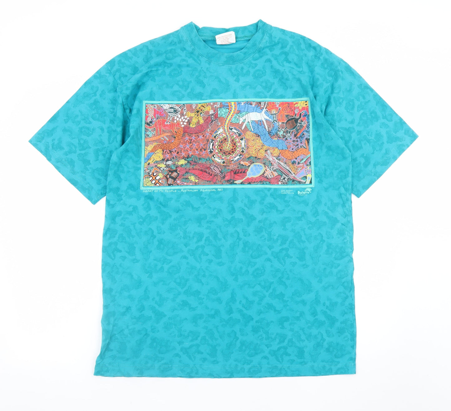 Bulurru Designs Womens Blue Aboriginal Art Cotton T-Shirt XL