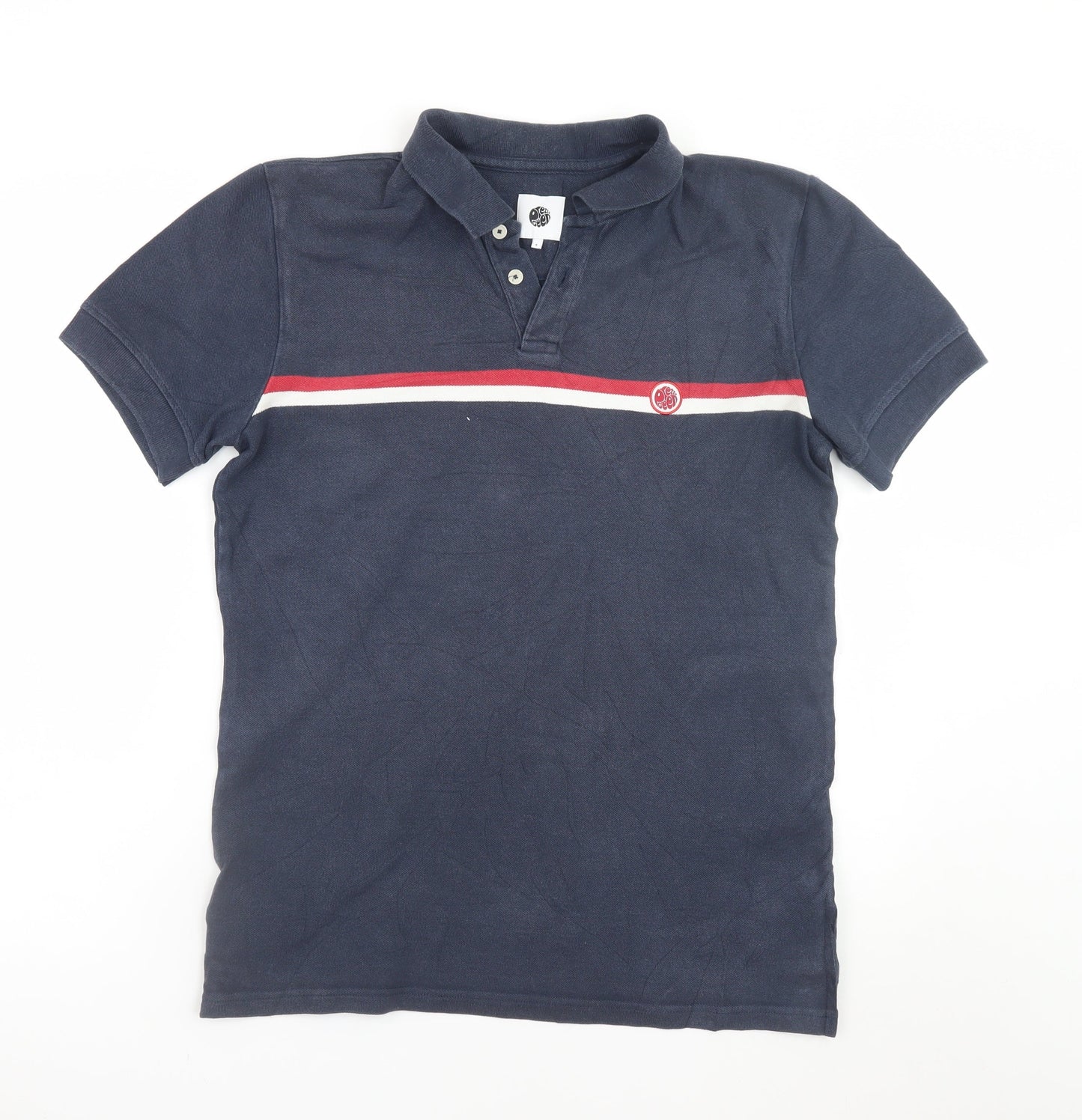 Pretty Green Men's Navy Blue Short Sleeve Cotton Polo Shirt Size S