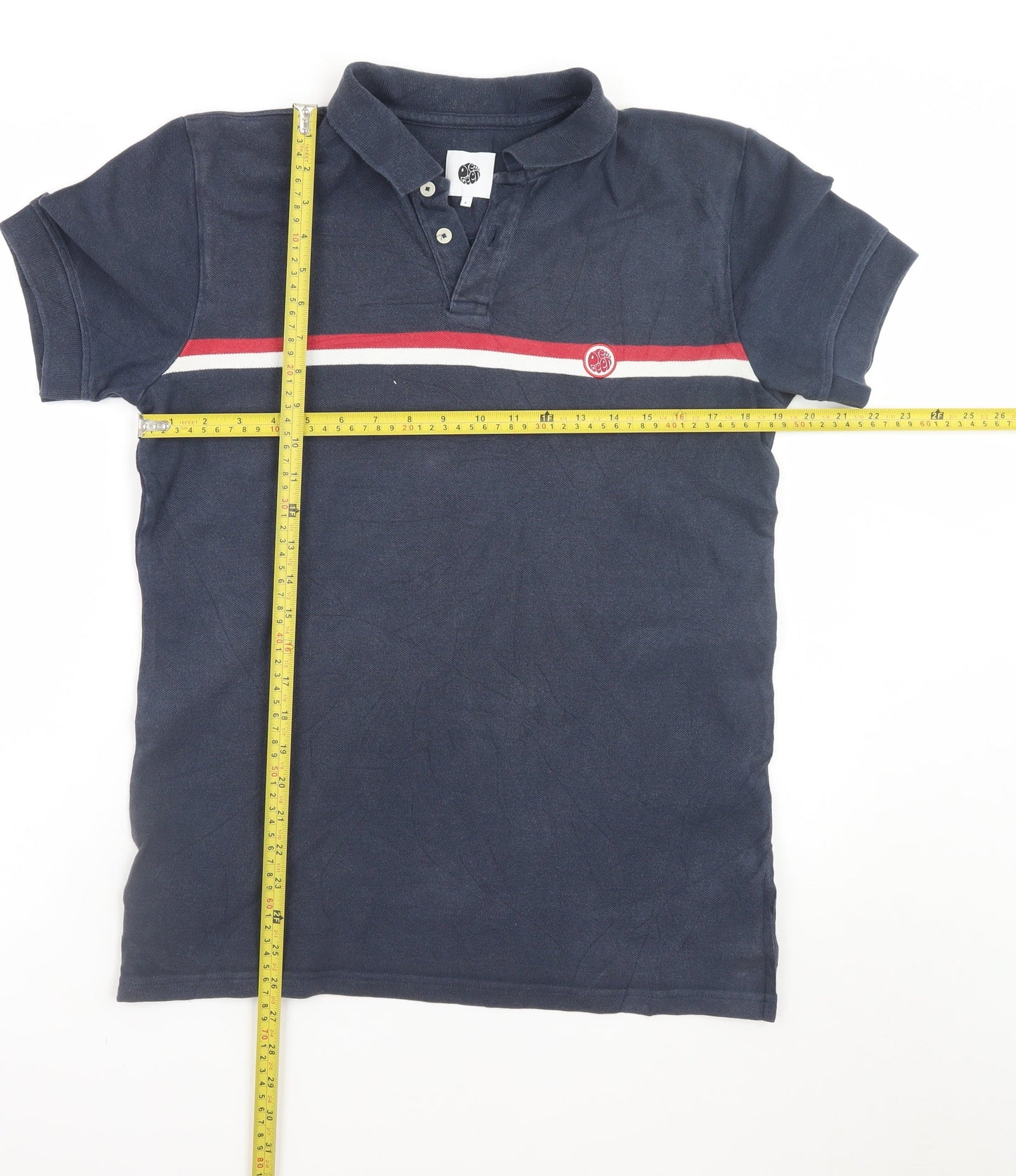 Pretty Green Men's Navy Blue Short Sleeve Cotton Polo Shirt Size S