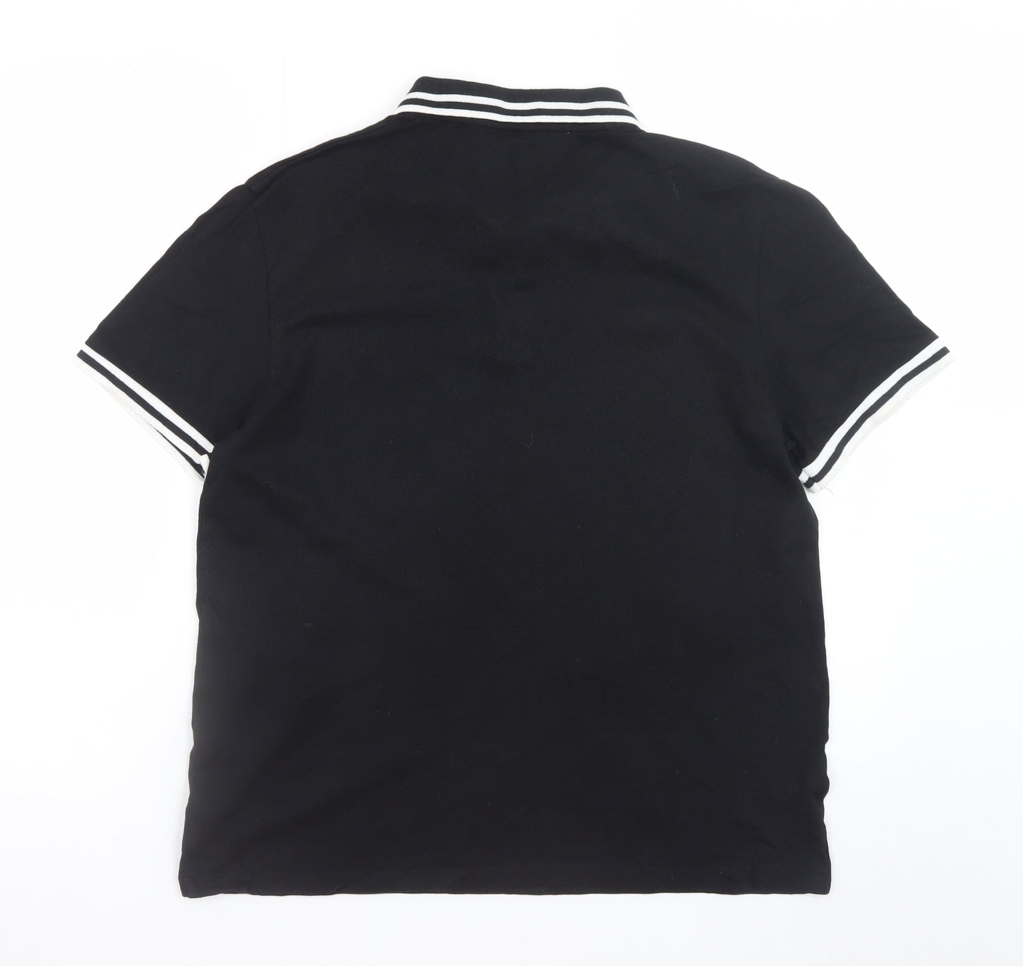 ASOS Design Men's Black Polo Shirt M Cotton Short Sleeve Tipped Collar