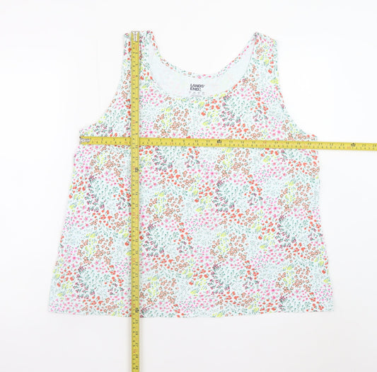 Lands' End Women's Multicoloured Floral Cotton Tank Top Plus Size 20