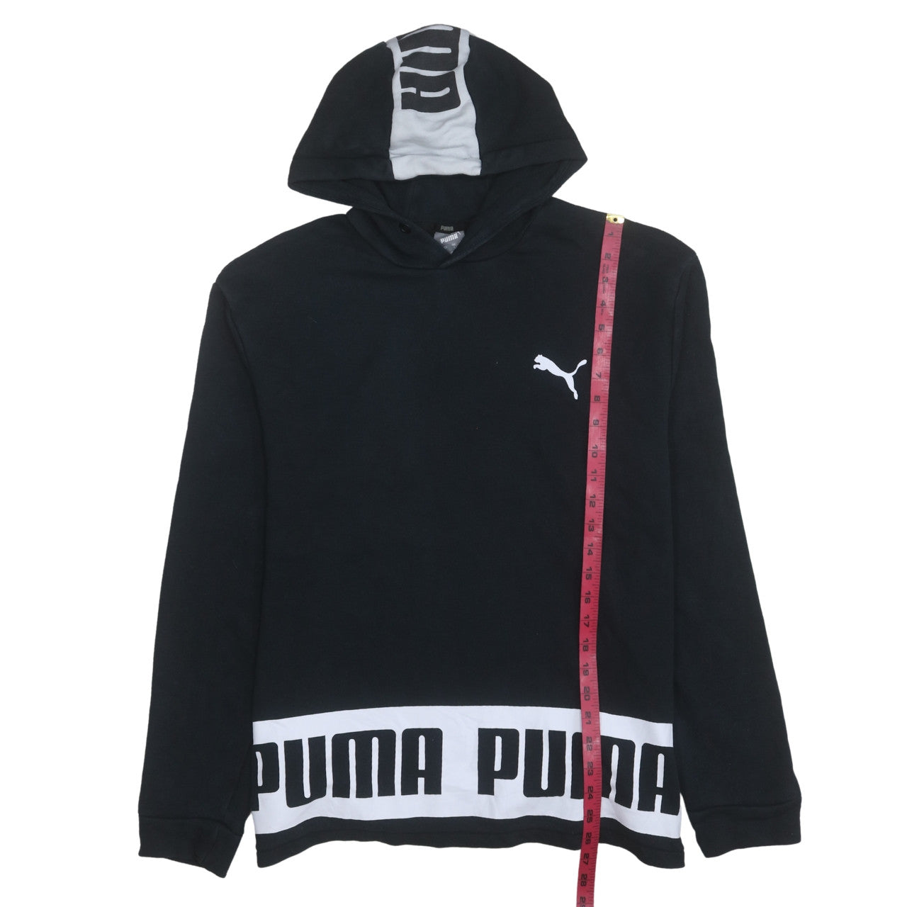 Puma Men's Black L Pullover Hoodie Sports Logo Lightweight