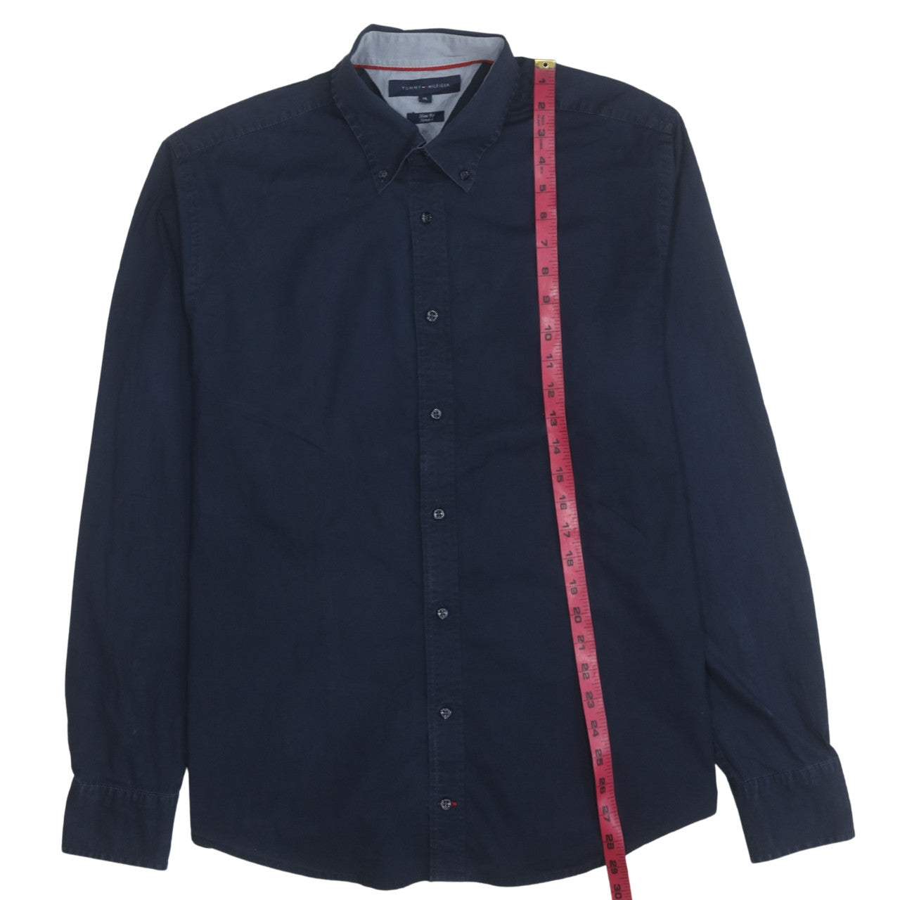 Tommy Hilfiger Men's Blue Slim Fit Stretch Button-Down Shirt XL