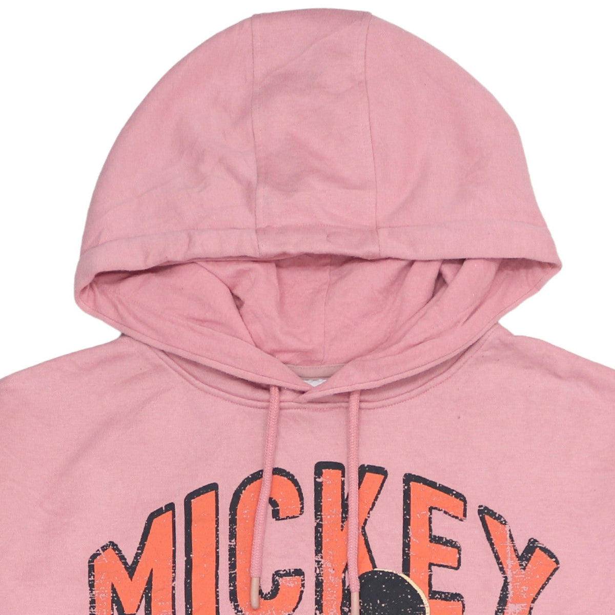 Disney Women Pink Mickey Hoodie Medium Cotton Pullover Sweatshirt