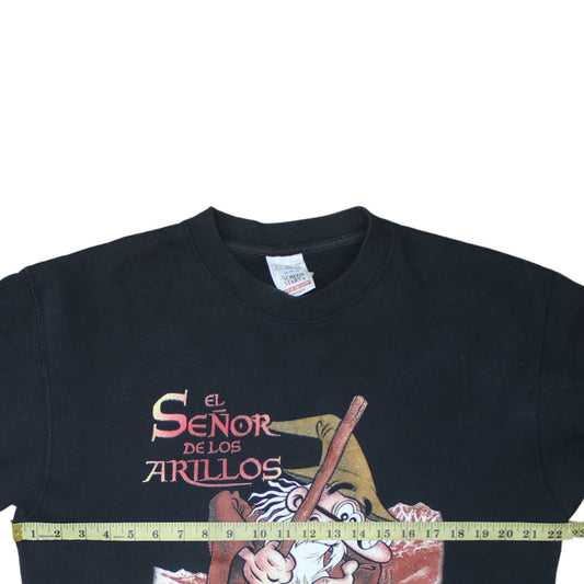 Fruit of the Loom Mens Black Graphic Funny Cartoon Sweatshirt L