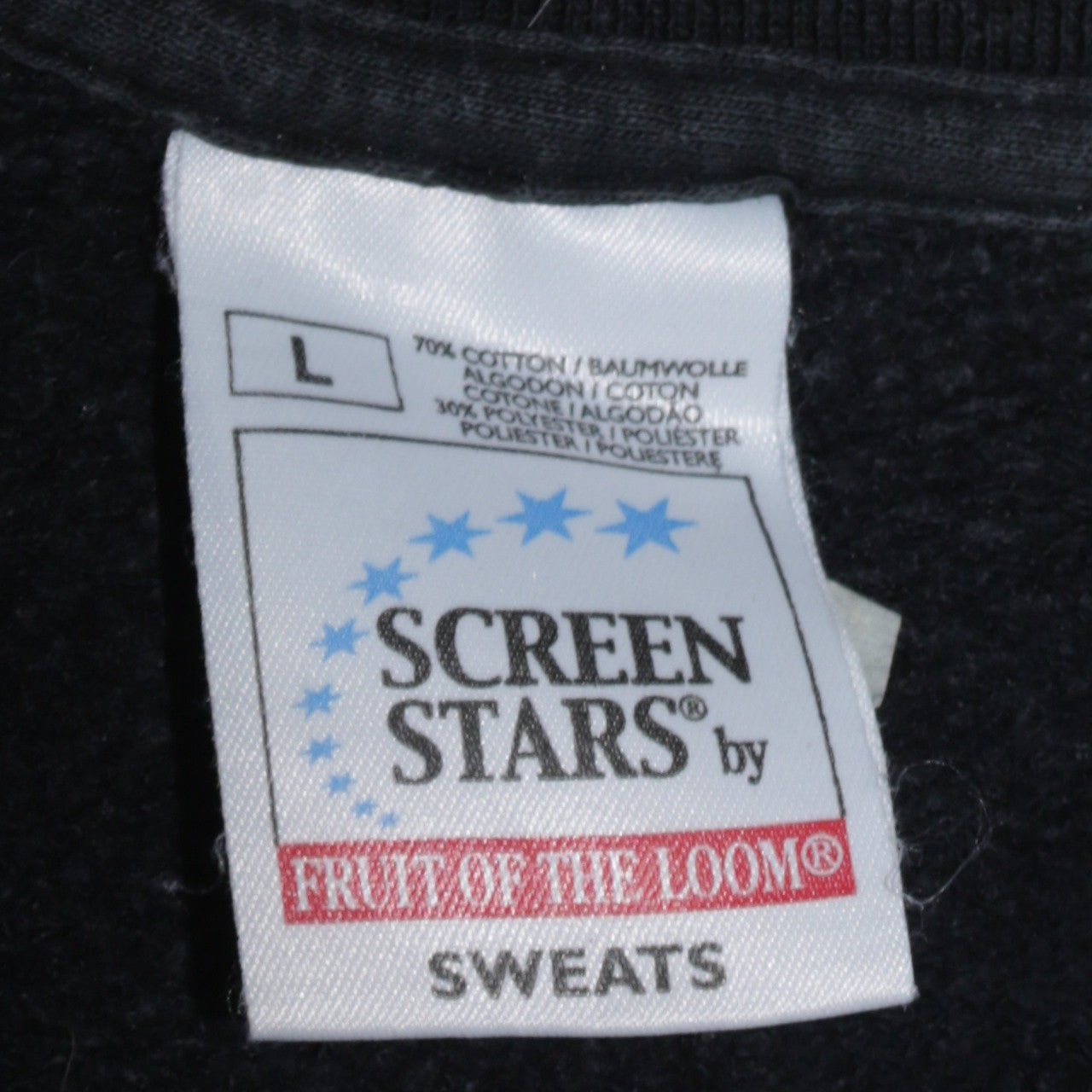 Fruit of the Loom Mens Black Graphic Funny Cartoon Sweatshirt L