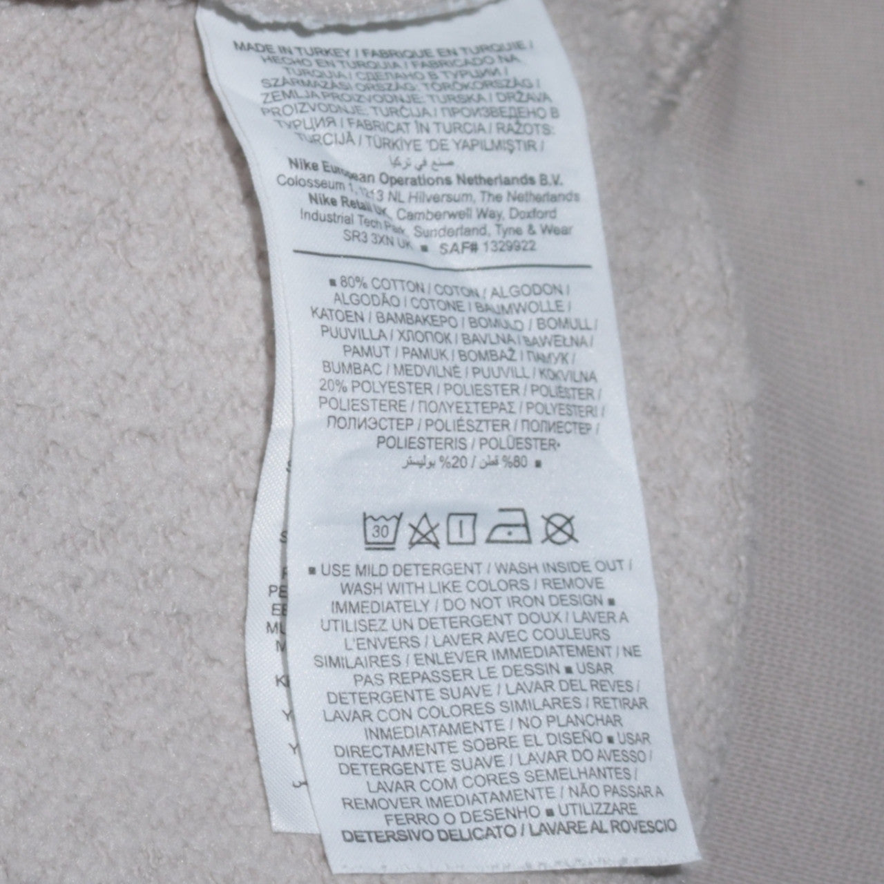 Nike Women Beige Loose Fit Crew Neck Sweatshirt Size S