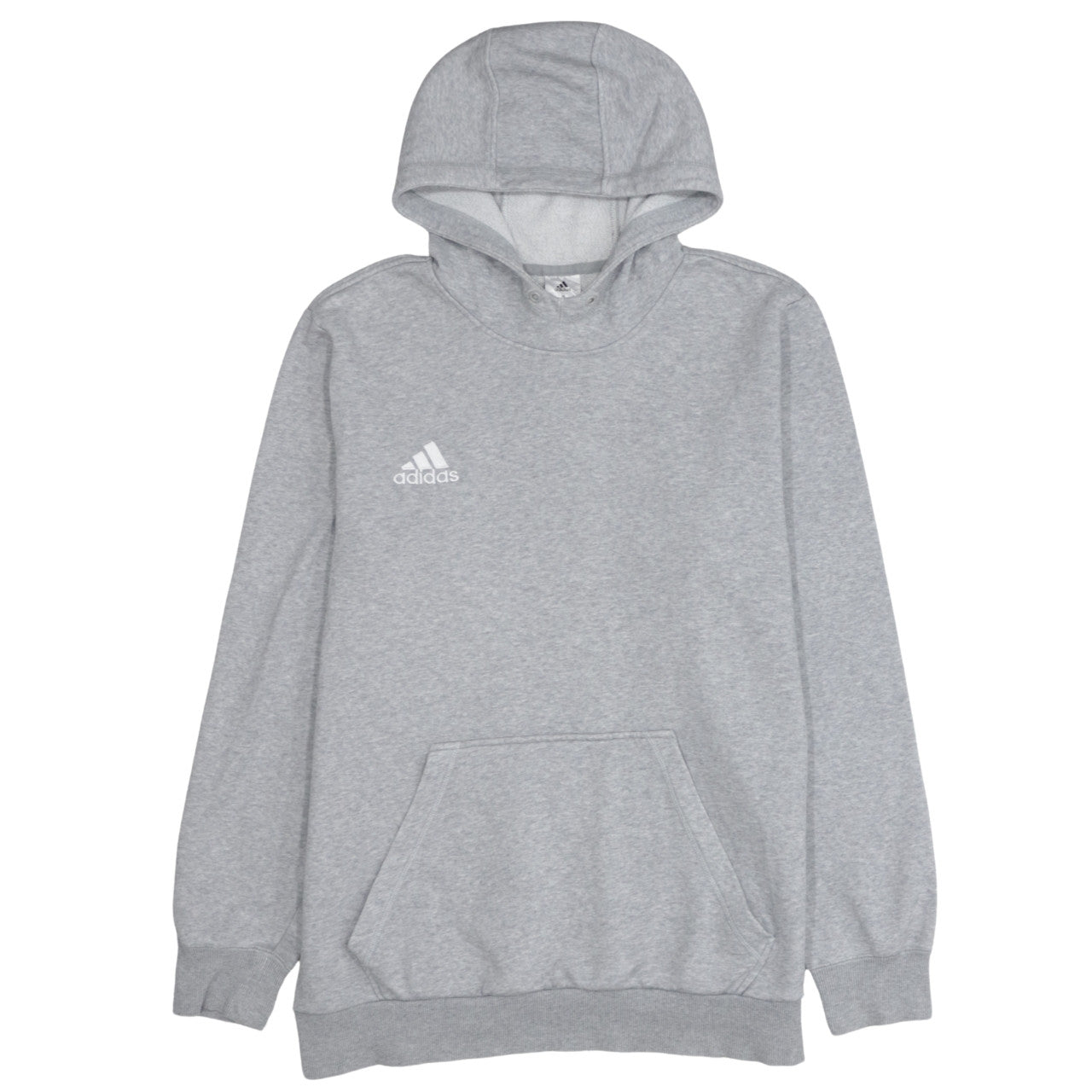 Adidas Men's Grey Pullover Hoodie L Fleece Sportswear Sweatshirt