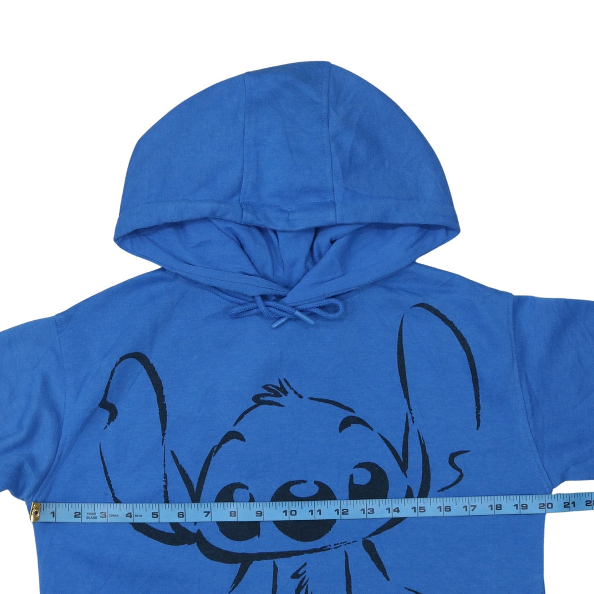 Back view of Disney women’s blue stitch pullover hoodie xs cotton sweatshirt