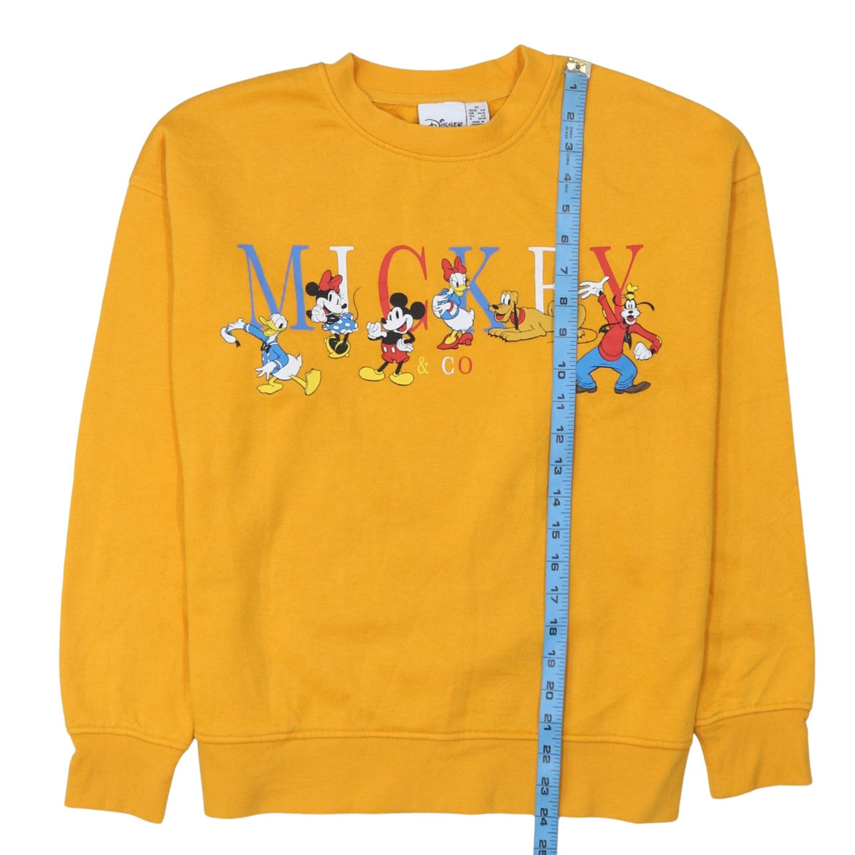 Back view of Disney Women’s Yellow Mickey & Co Sweatshirt XS Primark Cares