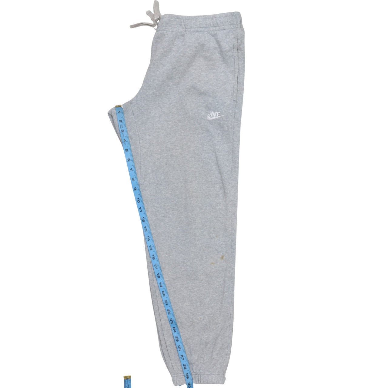 Nike Men Grey Fleece Jogger Sweatpants L Regular Fit Drawstring Trousers