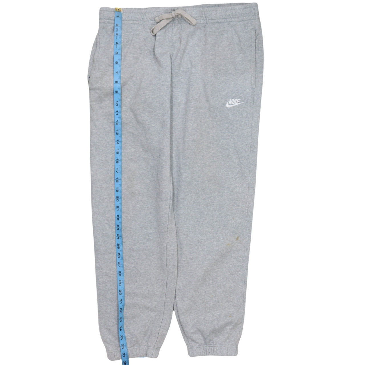 Nike Men Grey Fleece Jogger Sweatpants L Regular Fit Drawstring Trousers