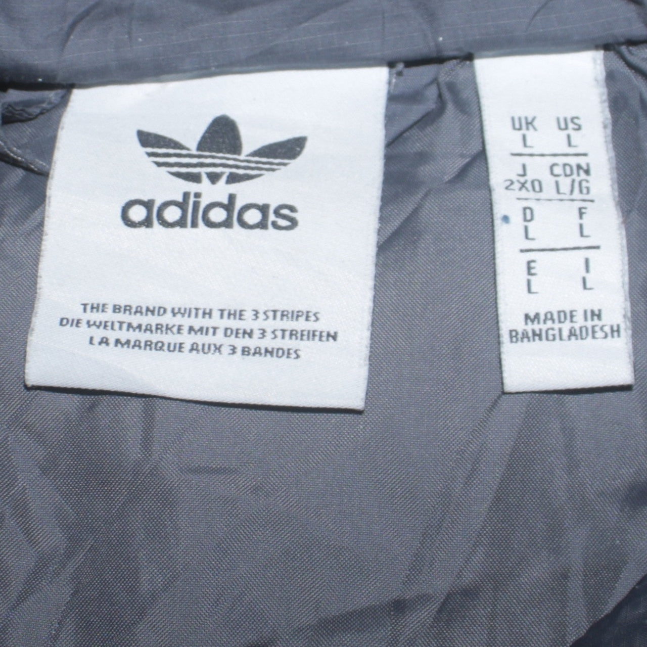 Adidas Mens Grey 2XL Puffer Jacket Hooded Full Zip Sportswear