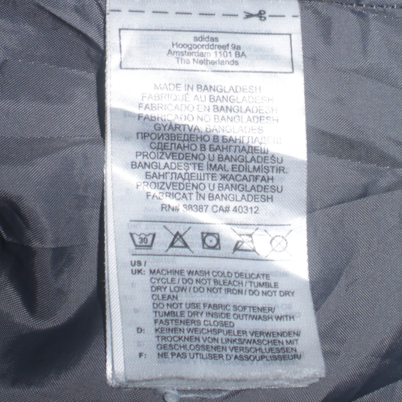 Adidas Mens Grey 2XL Puffer Jacket Hooded Full Zip Sportswear