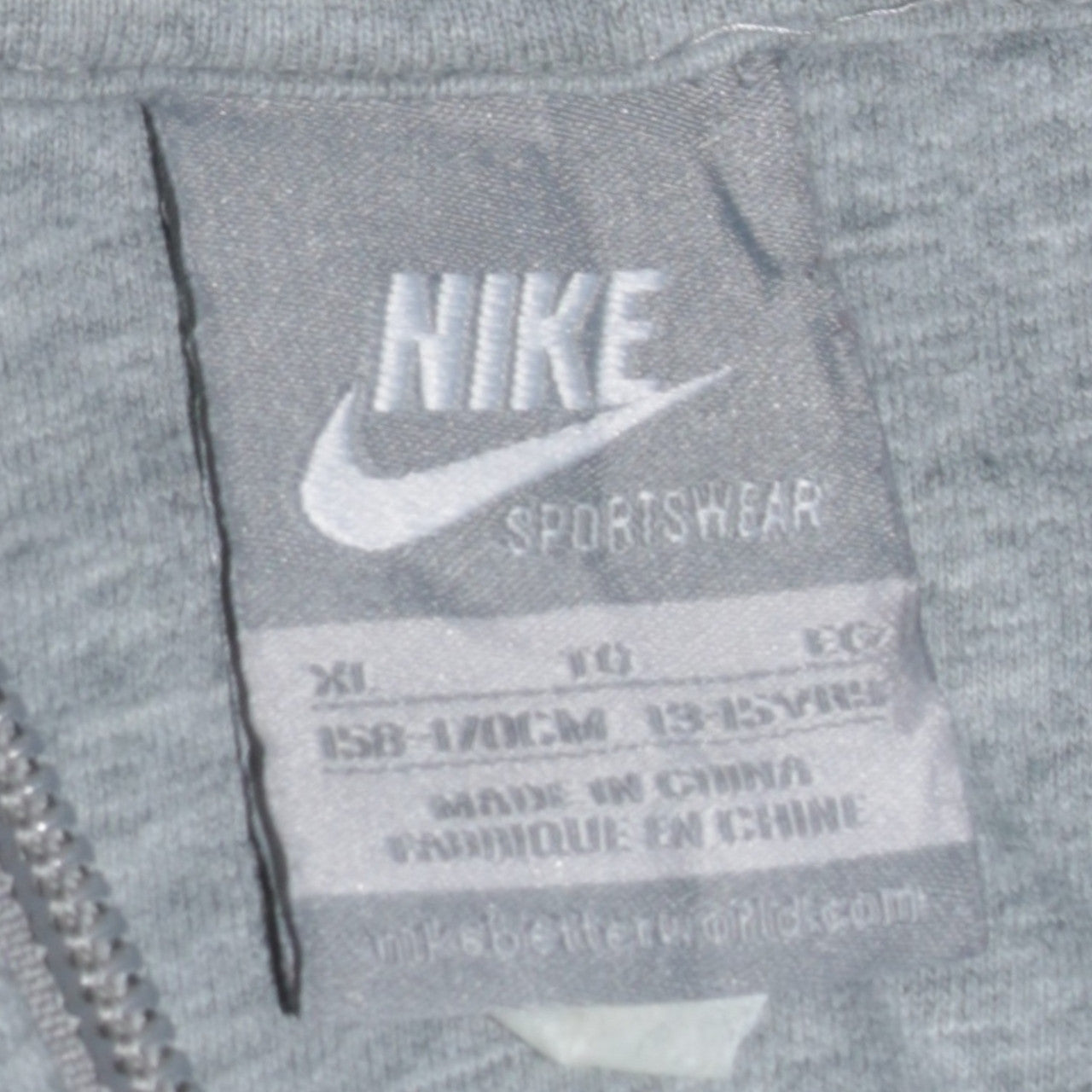 Nike Boys Grey Full Zip Hoodie Size 13-15 Years Fleece Sweatshirt