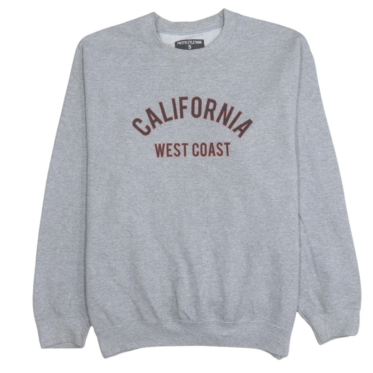 PrettyLittleThing Women Grey California West Coast Pullover Sweatshirt Size S