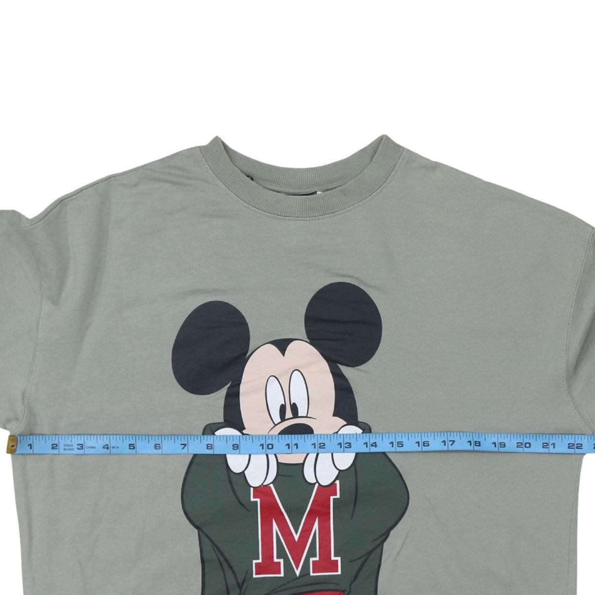 H&M Disney Women's Khaki Mickey Mouse Cotton Pullover Sweatshirt Size S