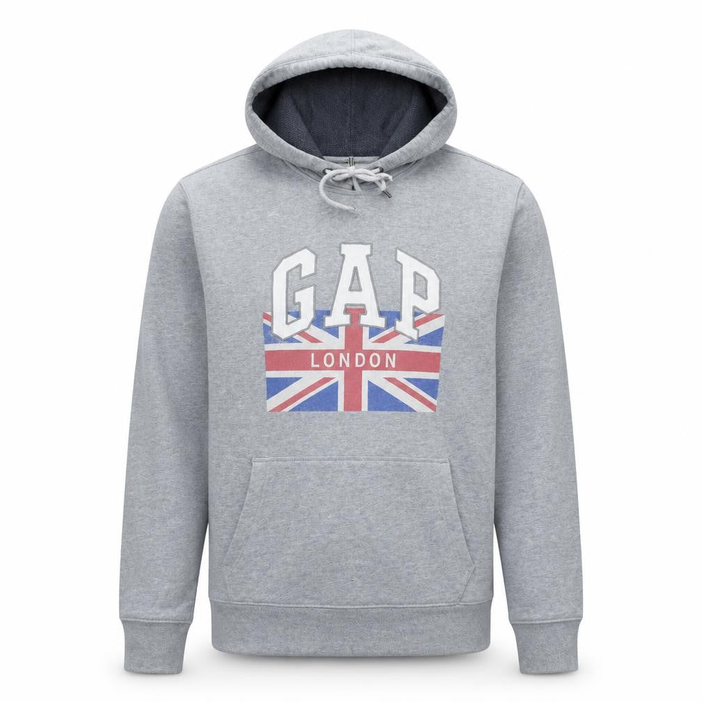GAP Men's Grey London Logo Pullover Hoodie XL Classic Fit