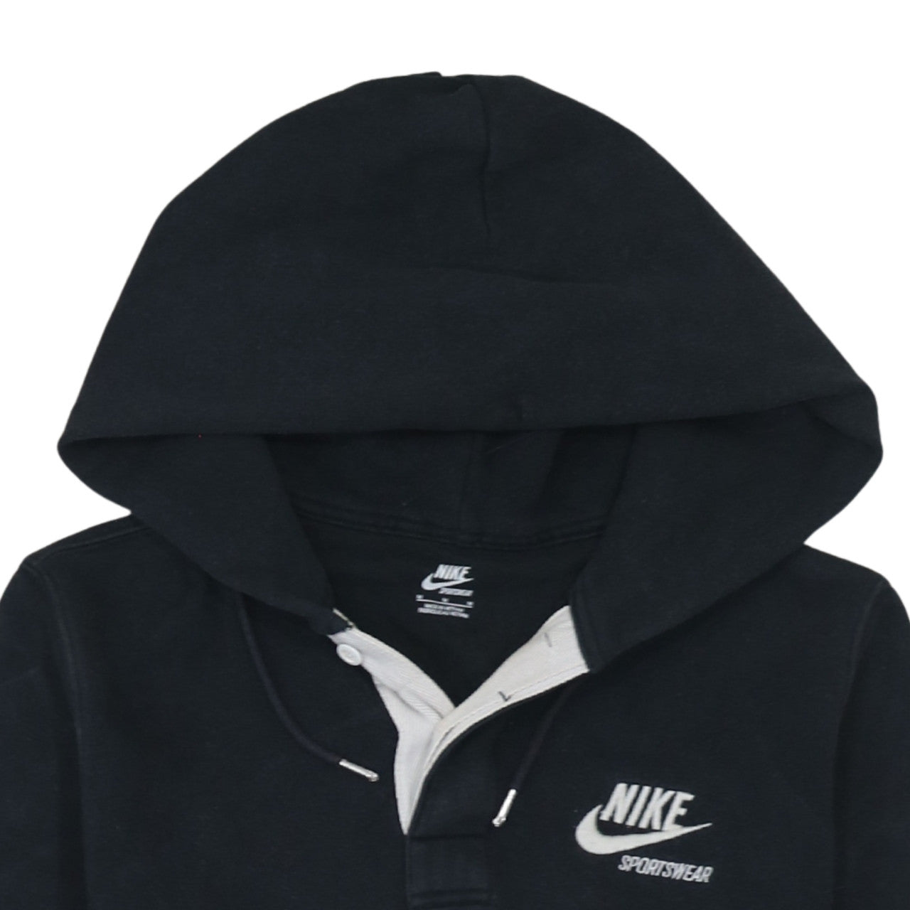 Nike Sportswear Women's Black Henley Hoodie Size M Cotton Blend