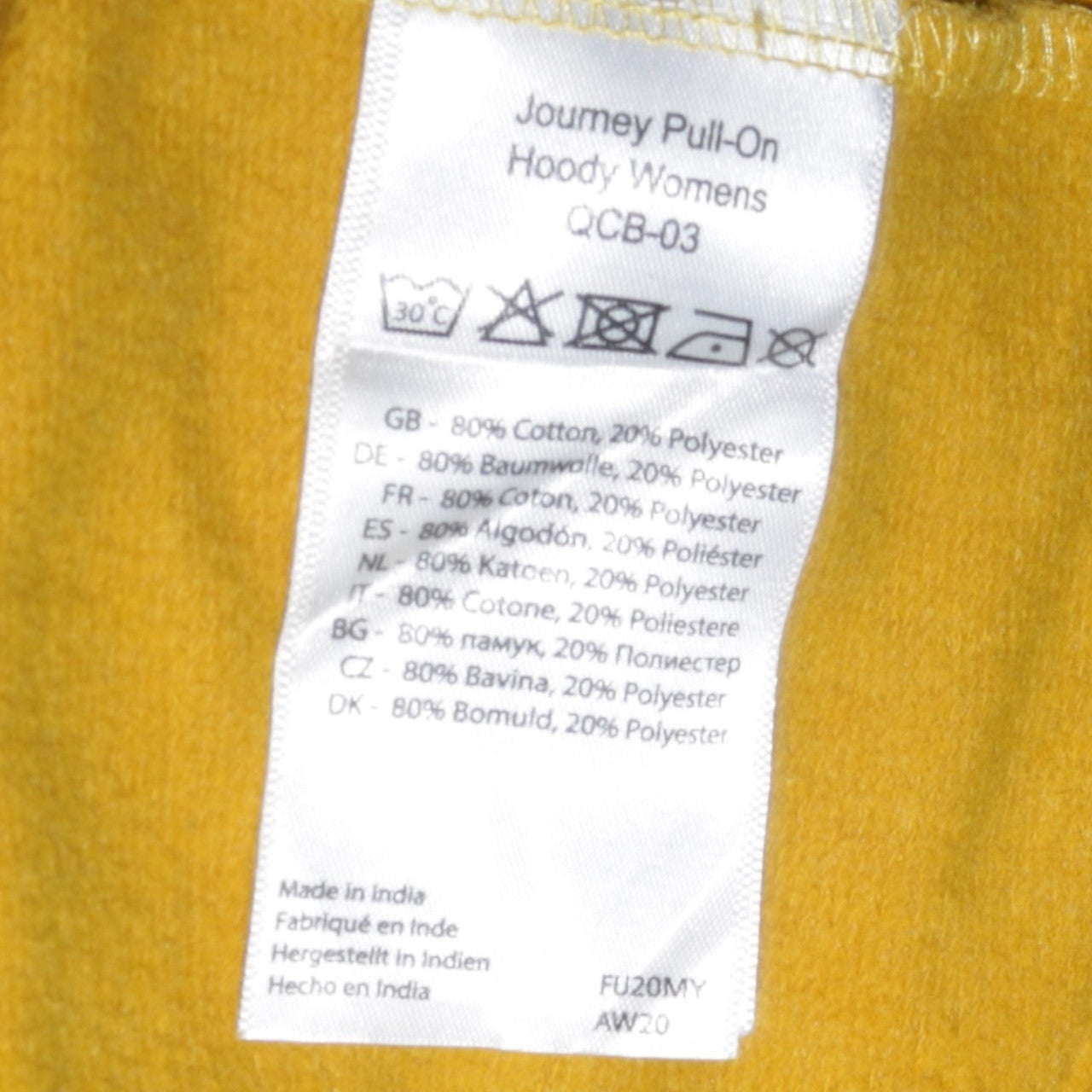 Rab Womens Yellow Journey Pullover Hoodie UK 12 Cotton Blend