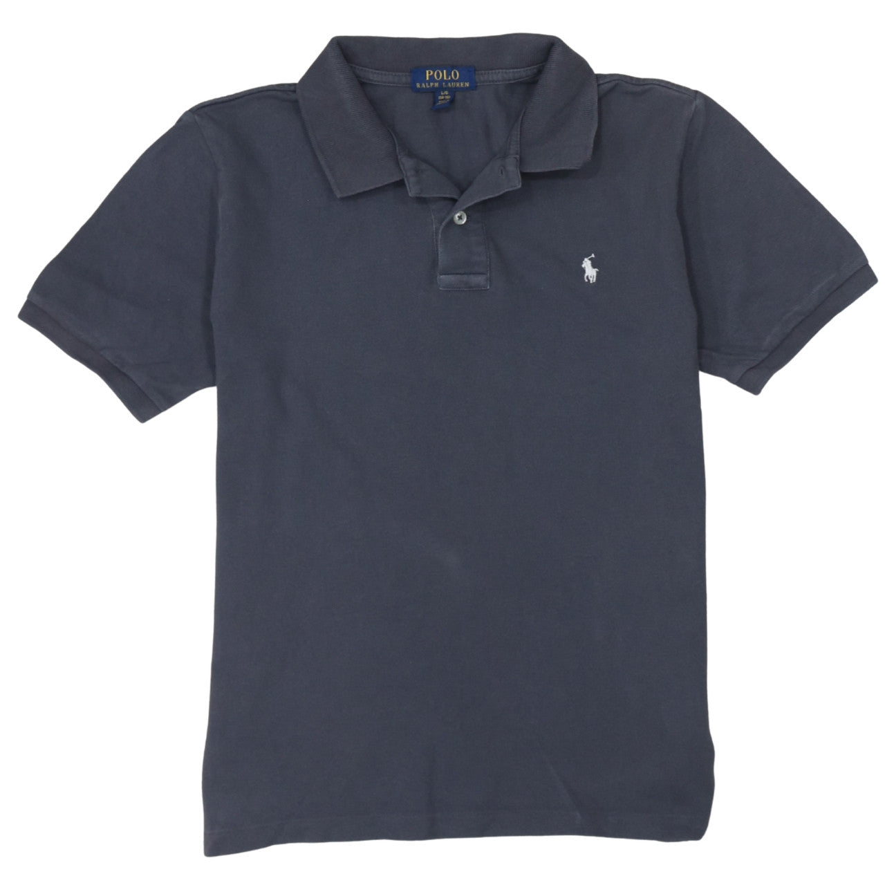 Ralph Lauren Boys Navy Blue Cotton Polo Shirt L 14-16 Classic Fit