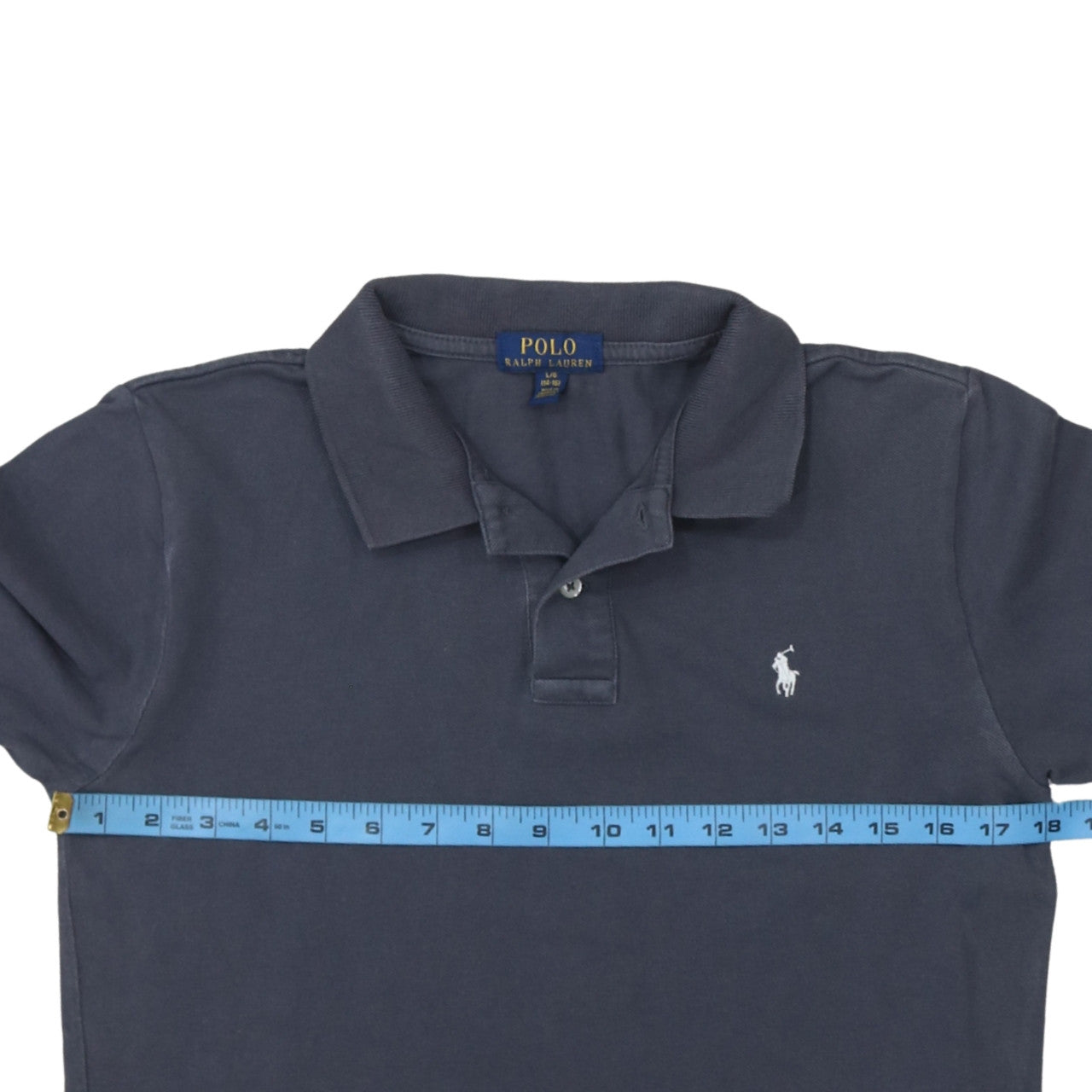 Ralph Lauren Boys Navy Blue Cotton Polo Shirt L 14-16 Classic Fit
