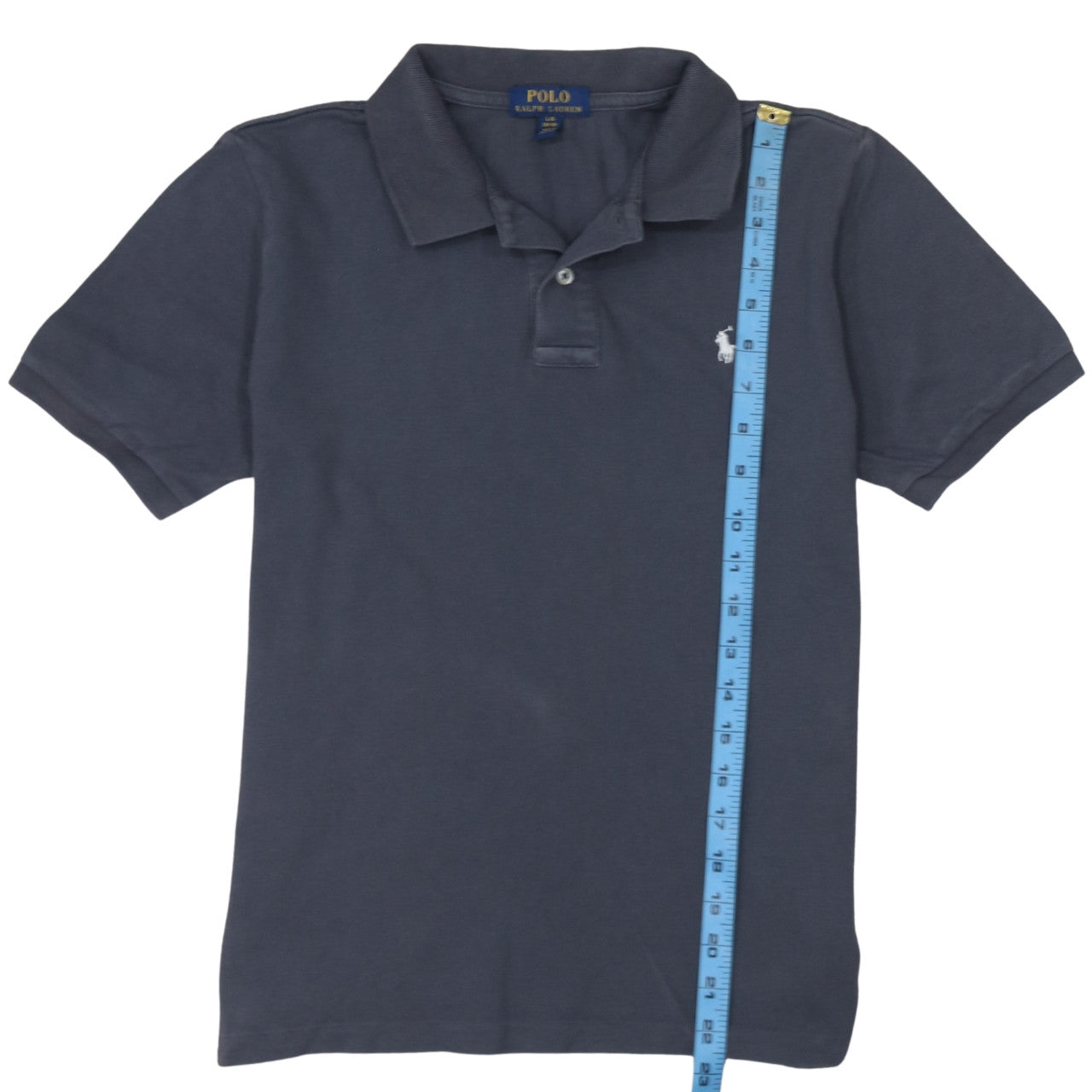 Ralph Lauren Boys Navy Blue Cotton Polo Shirt L 14-16 Classic Fit