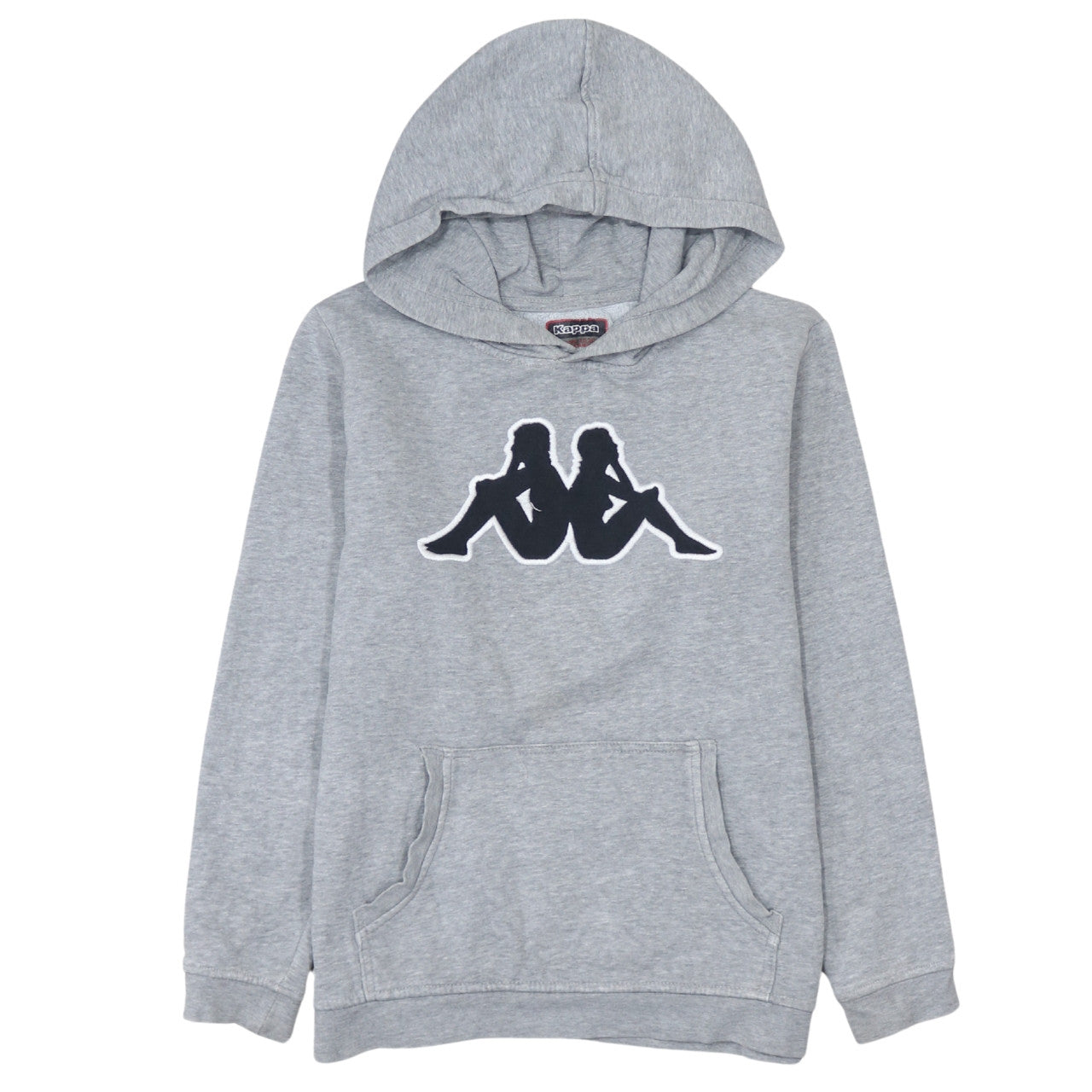 Kappa Boys Grey Hooded Pullover Sweatshirt 12 Years Logo Fleece