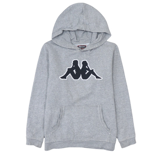 Kappa Boys Grey Hooded Pullover Sweatshirt 12 Years Logo Fleece