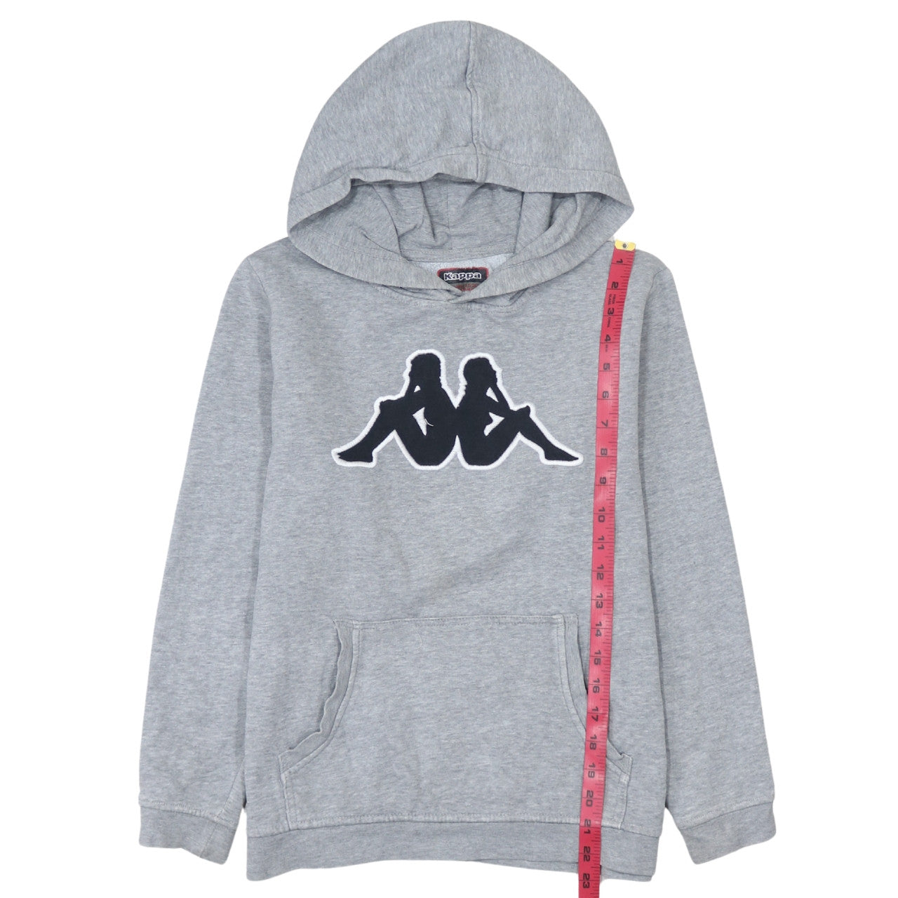 Kappa Boys Grey Hooded Pullover Sweatshirt 12 Years Logo Fleece