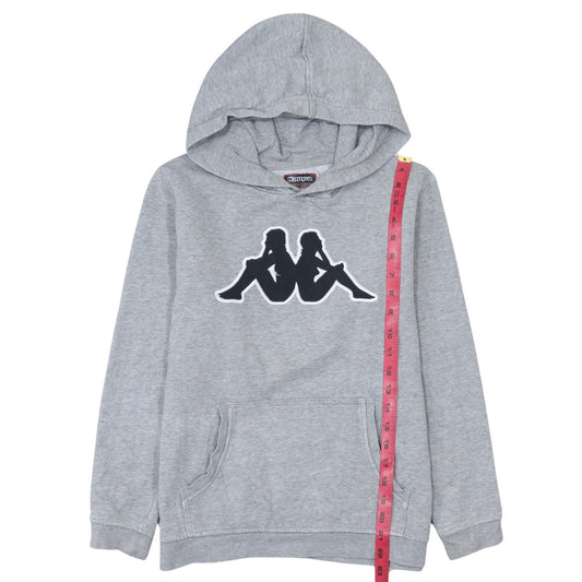 Kappa Boys Grey Hooded Pullover Sweatshirt 12 Years Logo Fleece