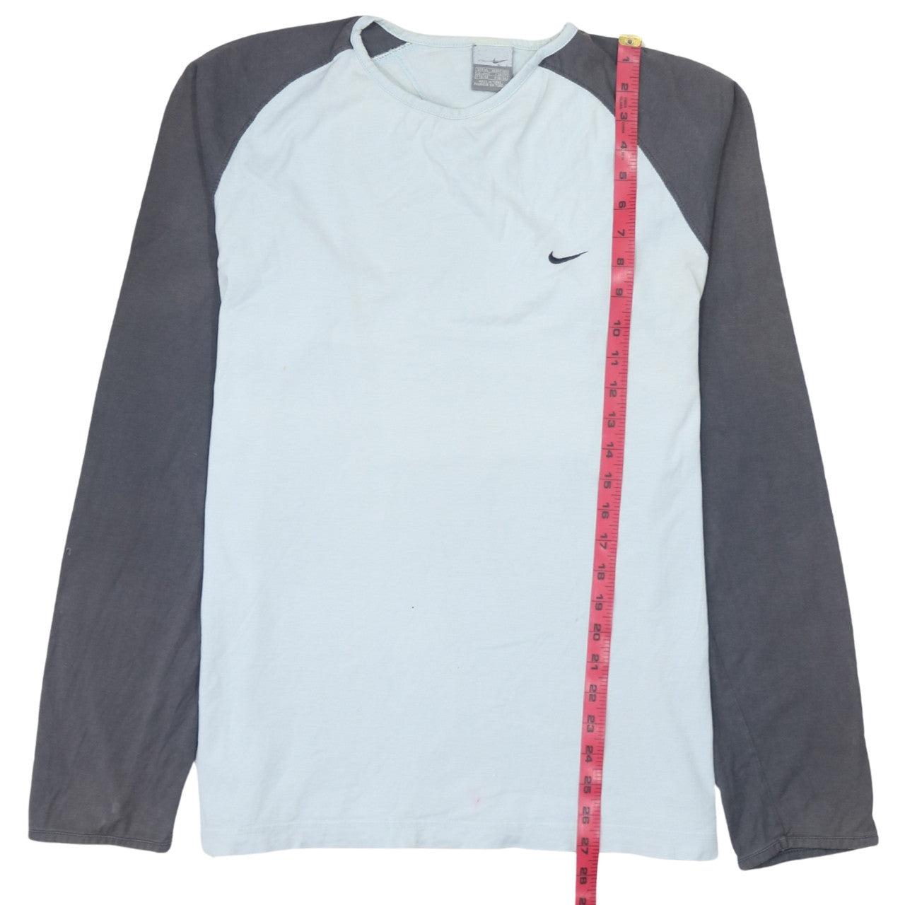 Nike Men's Blue Long Sleeve Colourblock Cotton Top Size M