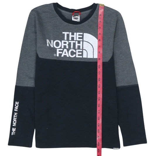 The North Face Boys Grey Long Sleeve Logo Cotton T-Shirt Size L