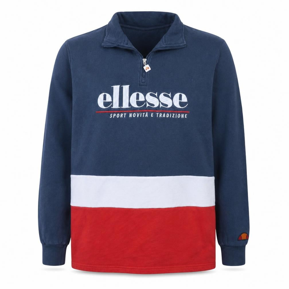 Ellesse Men's Blue Small 1/4 Zip Embroidered Sweatshirt
