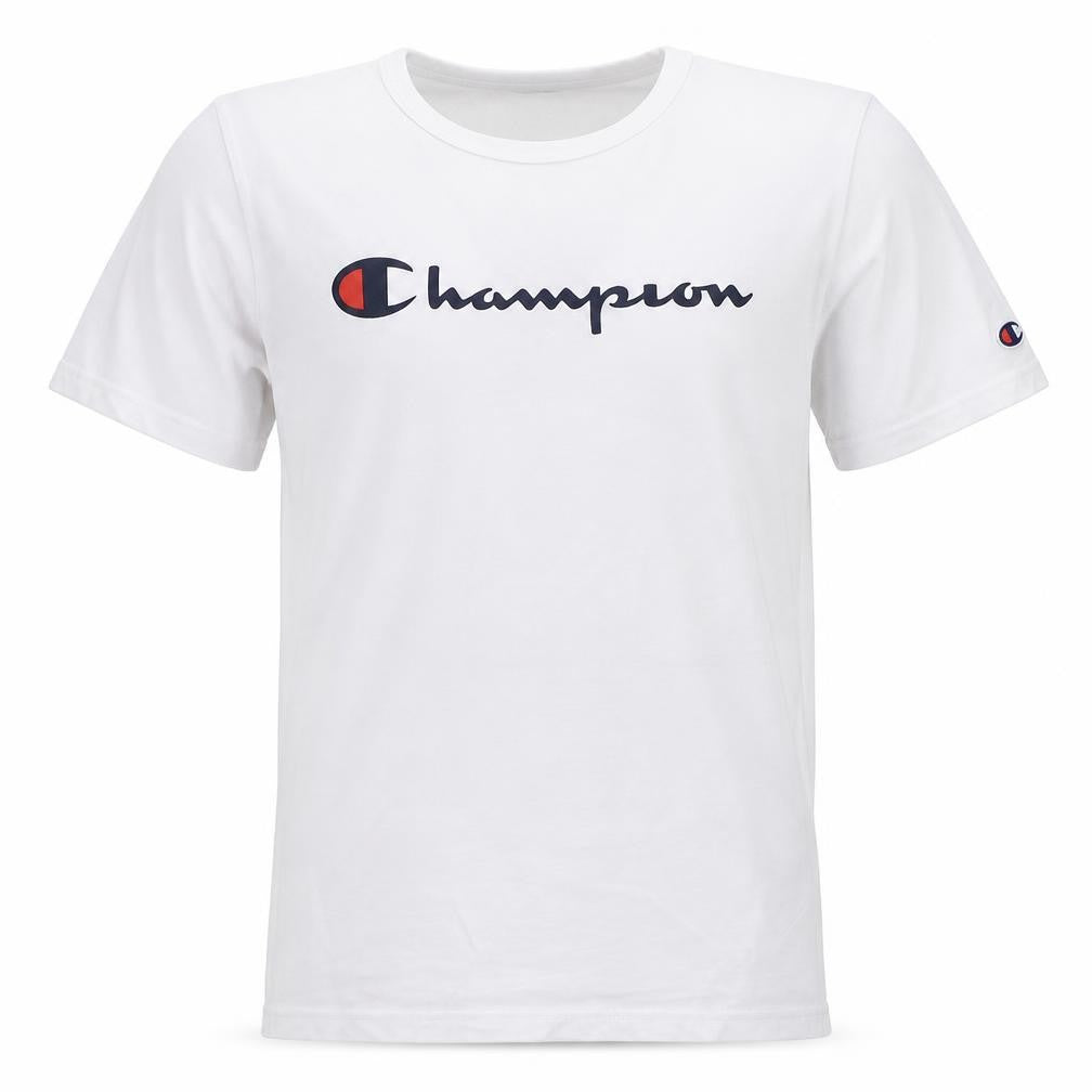 Champion Boys White 2XL 15-16 Years Crew Neck Short Sleeve Logo T-Shirt