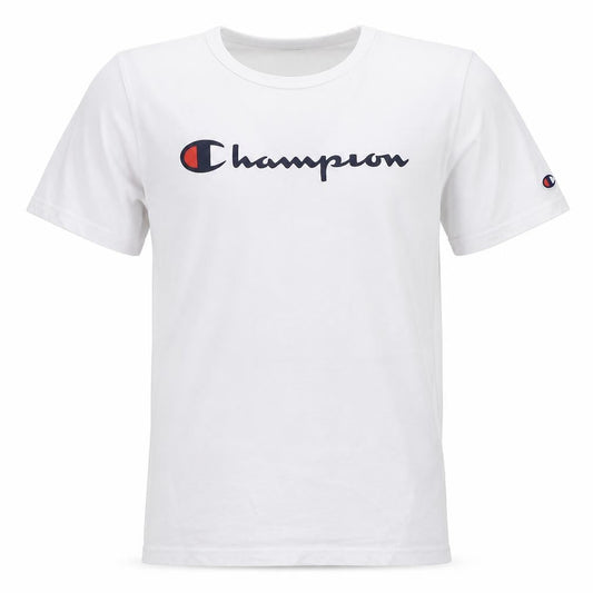 Champion Boys White 2XL 15-16 Years Crew Neck Short Sleeve Logo T-Shirt
