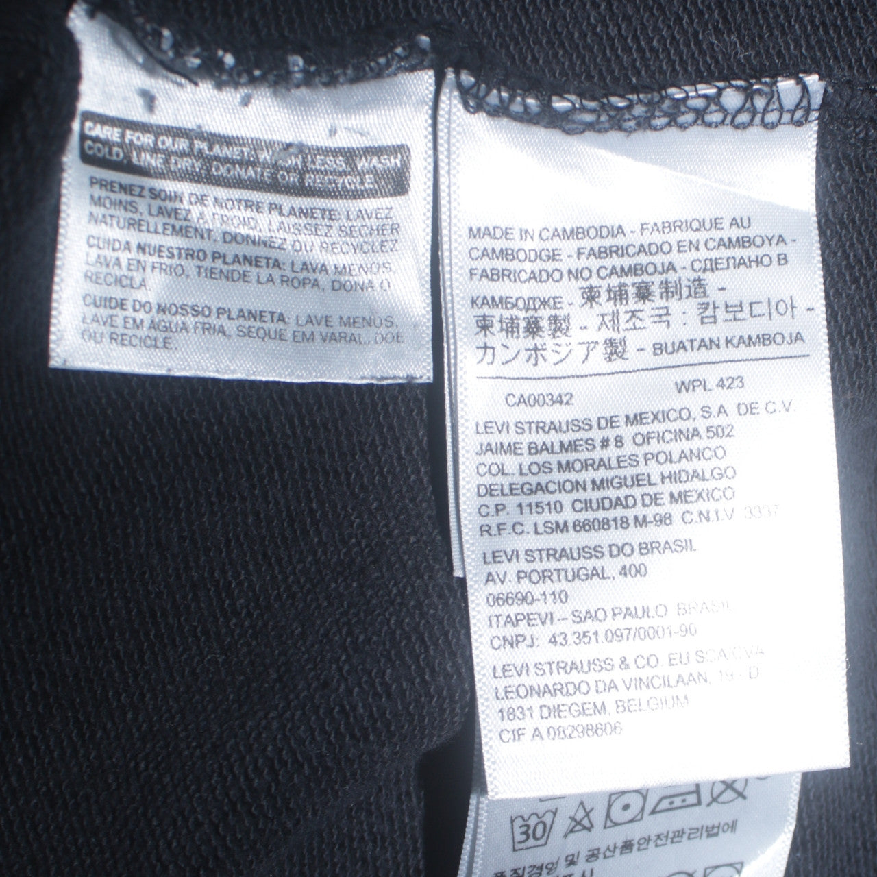 Levi's Men's Black XS Pullover Hoodie with Logo Fleece Sweatshirt