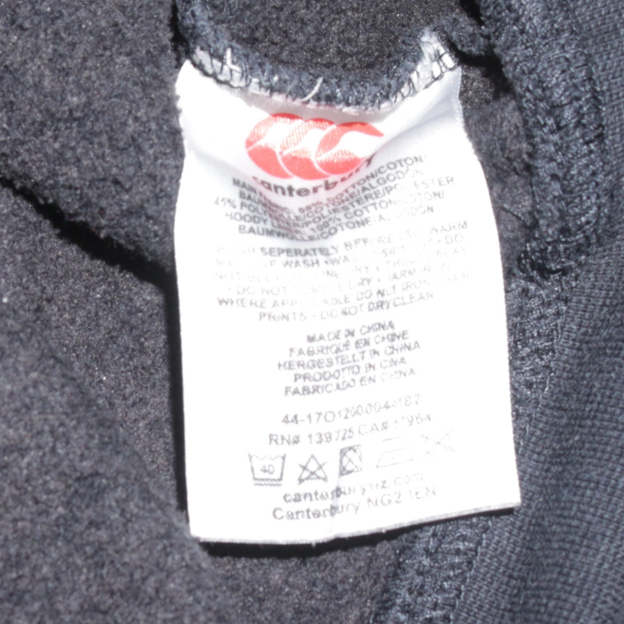 Canterbury Mens Black Pullover Hoodie M Regular Fit Rugby Style