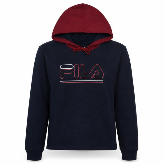 FILA Men's Blue & Maroon Pullover Hoodie Size S Logo Fleece