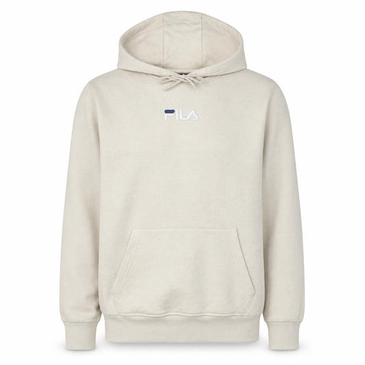 Fila Men’s Beige Pullover Hoodie Medium Cotton Blend Classic Logo