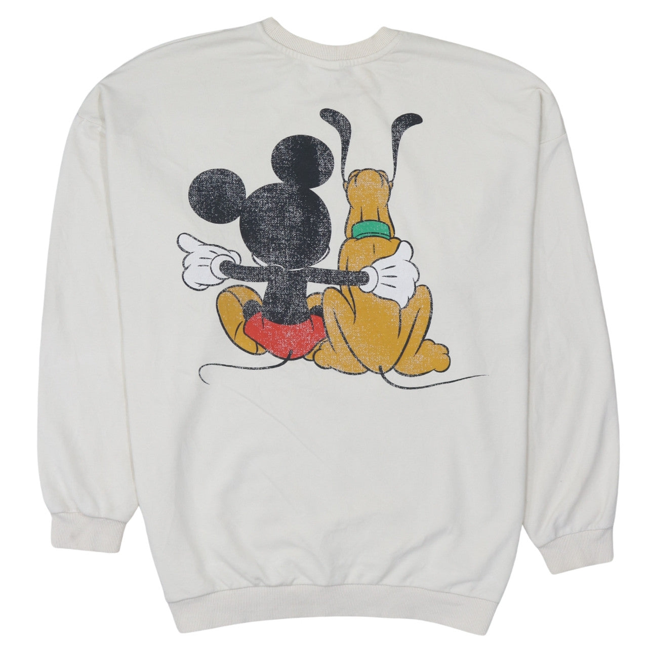 Disney Mickey & Friends at George Beige Sweatshirt Women M 12-14 Crew Neck Cotton