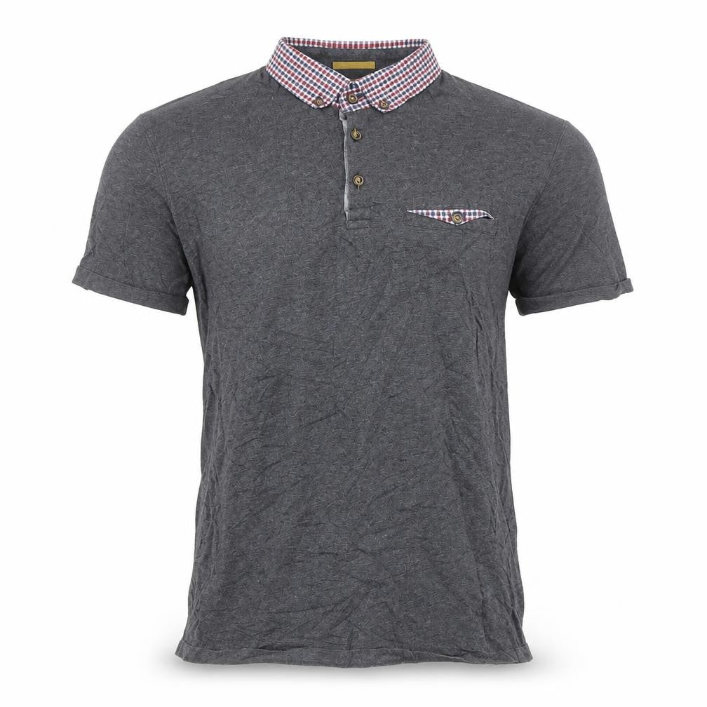 Ted Baker Men’s Grey Cotton Polo Shirt Size M Button Collar Casual