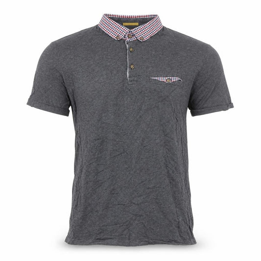 Ted Baker Men’s Grey Cotton Polo Shirt Size M Button Collar Casual