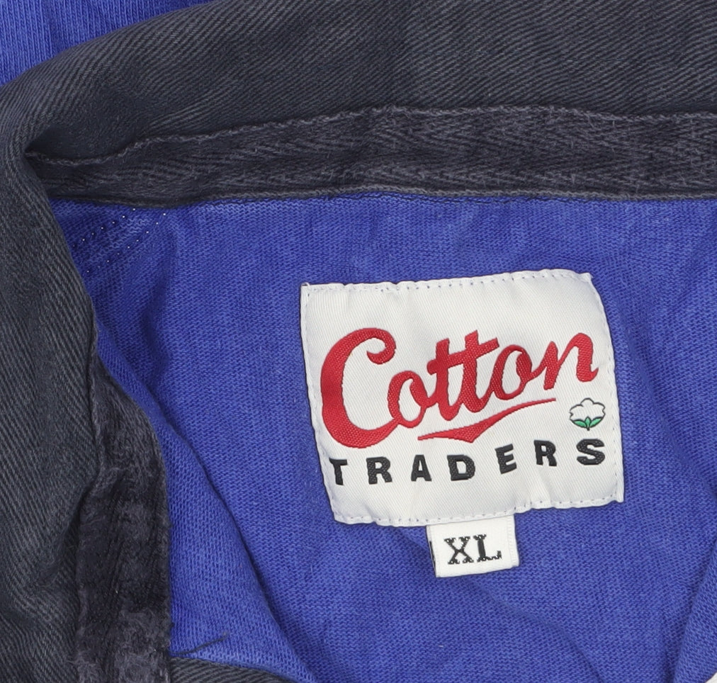 Cotton Traders Men’s Blue Rugby Polo Shirt XL Long Sleeve Sports Top