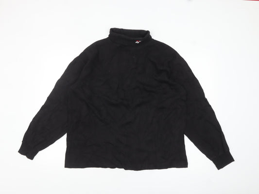 Reebok Men’s Black Cotton Long Sleeve High Neck Casual Top L
